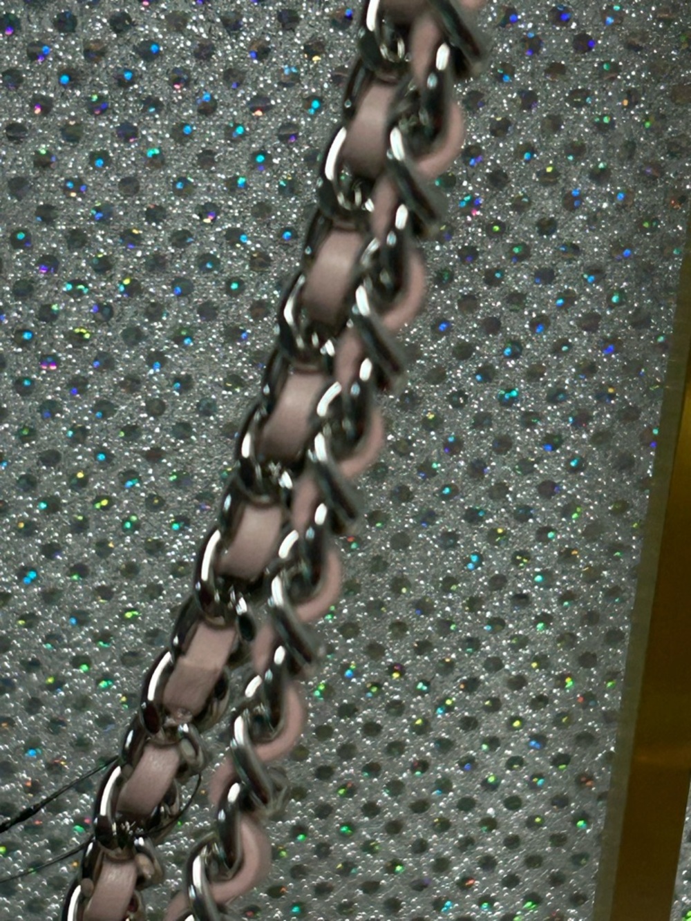 Karl Lagerfeld Blush Pink and White Tweed Chain Shoulder Bag - Picture 5 of 16